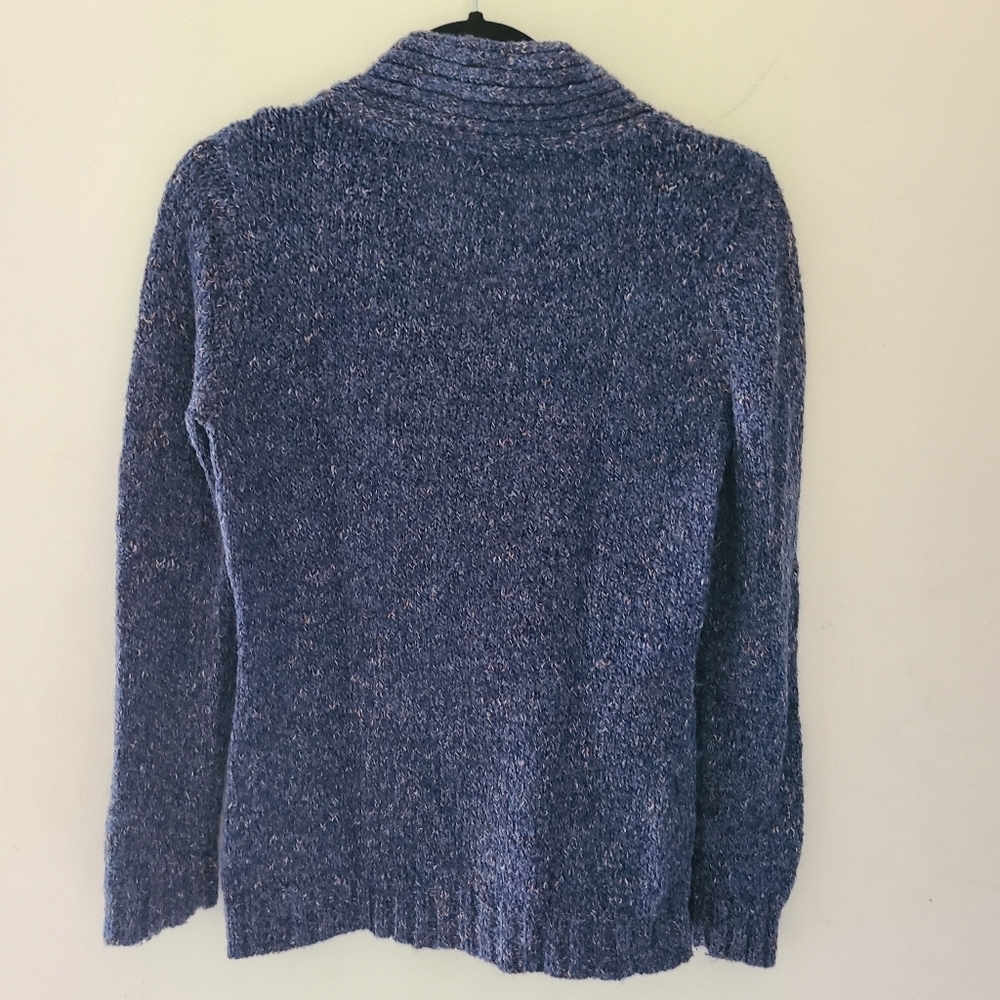 CHARTER CLUB long sleeves blue V-neck sweater - Picture 2 of 4